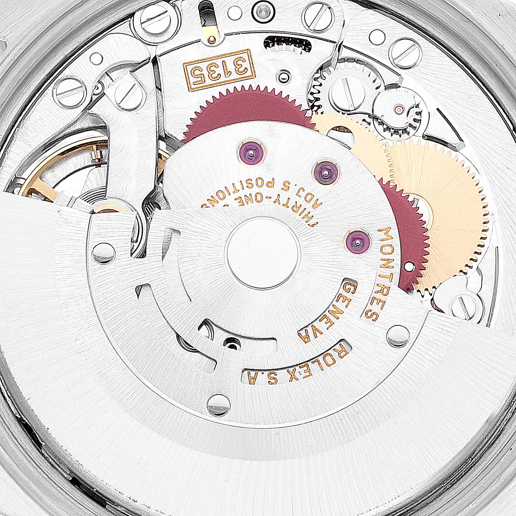 The image shows the internal mechanism of the Rolex Date 15210 Men's Stainless Steel Black Dial 15210 Men's Stainless Steel Black Dial model watch from an overhead angle.