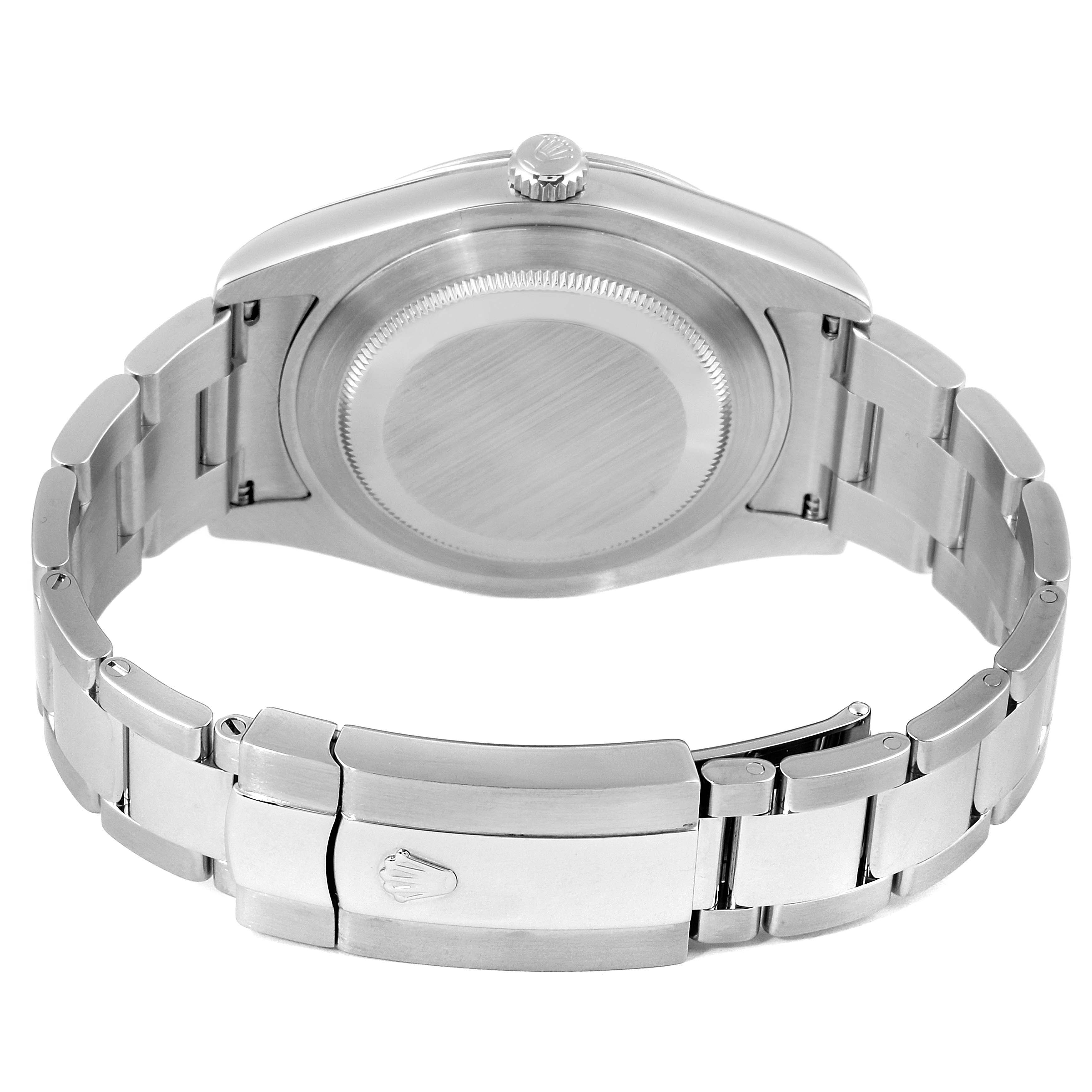 The image shows the back view of a Rolex Datejust 41 116300 Men's Stainless Steel Blue Dial 116300 Men's Stainless Steel Blue Dial watch, highlighting the case back, crown, and part of the metal bracelet with clasp.