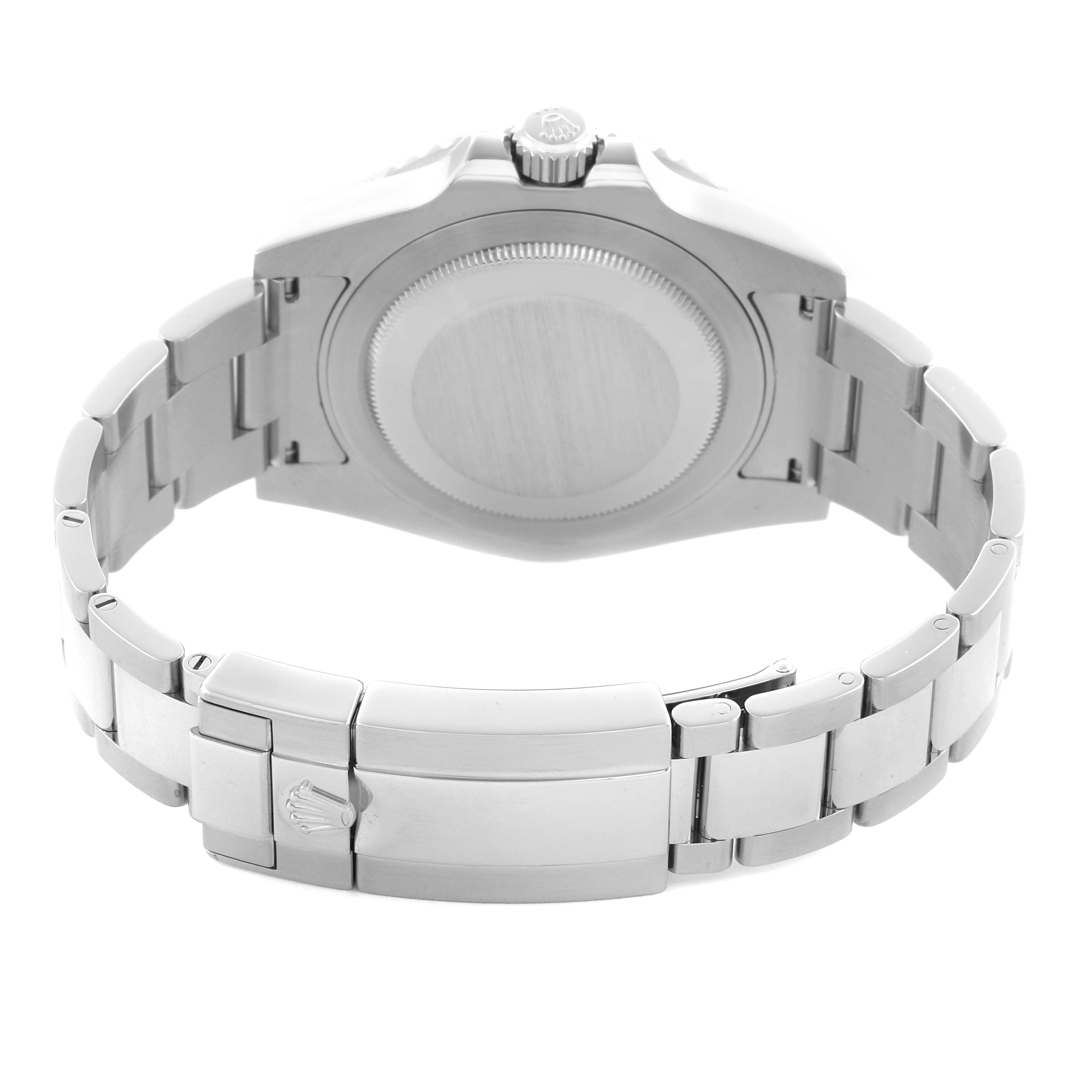 The image shows the back view of a Rolex GMT-Master 116710LN Men's Stainless Steel Black Dial 116710LN Men's Stainless Steel Black Dial, highlighting the bracelet and clasp.