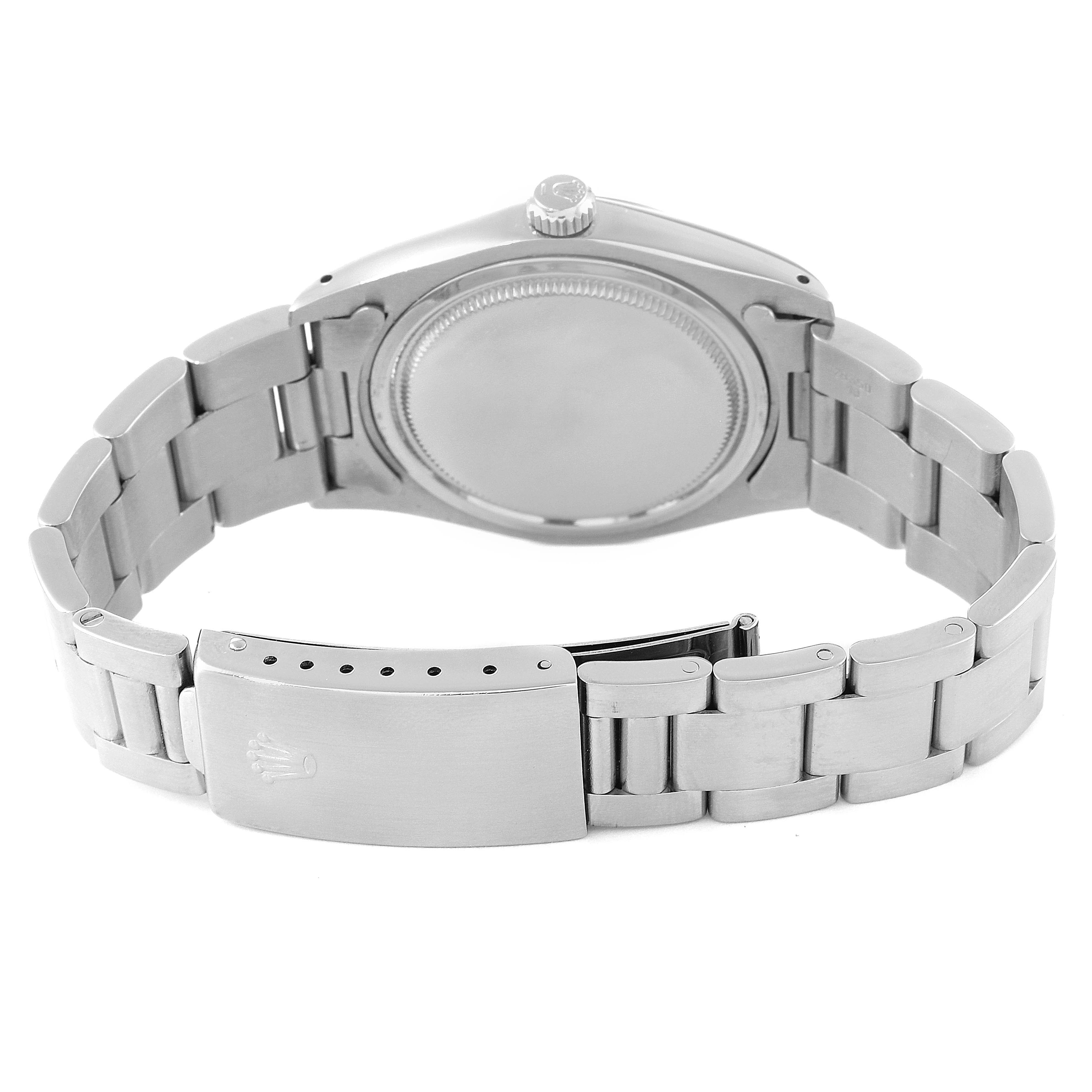 The image shows the case back and clasp of a Rolex Date 6694 Men's Stainless Steel Silver Dial 6694 Men's Stainless Steel Silver Dial model watch from a rear angle.