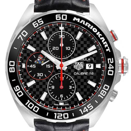 The Tag Heuer CAZ201E.FC6517 Men's Stainless Steel Black Dial CAZ201E.FC6517 Men's Stainless Steel Black Dial Formula 1 Mario Kart Limited Edition is shown front-facing, highlighting the dial, bezel, and logo clearly.