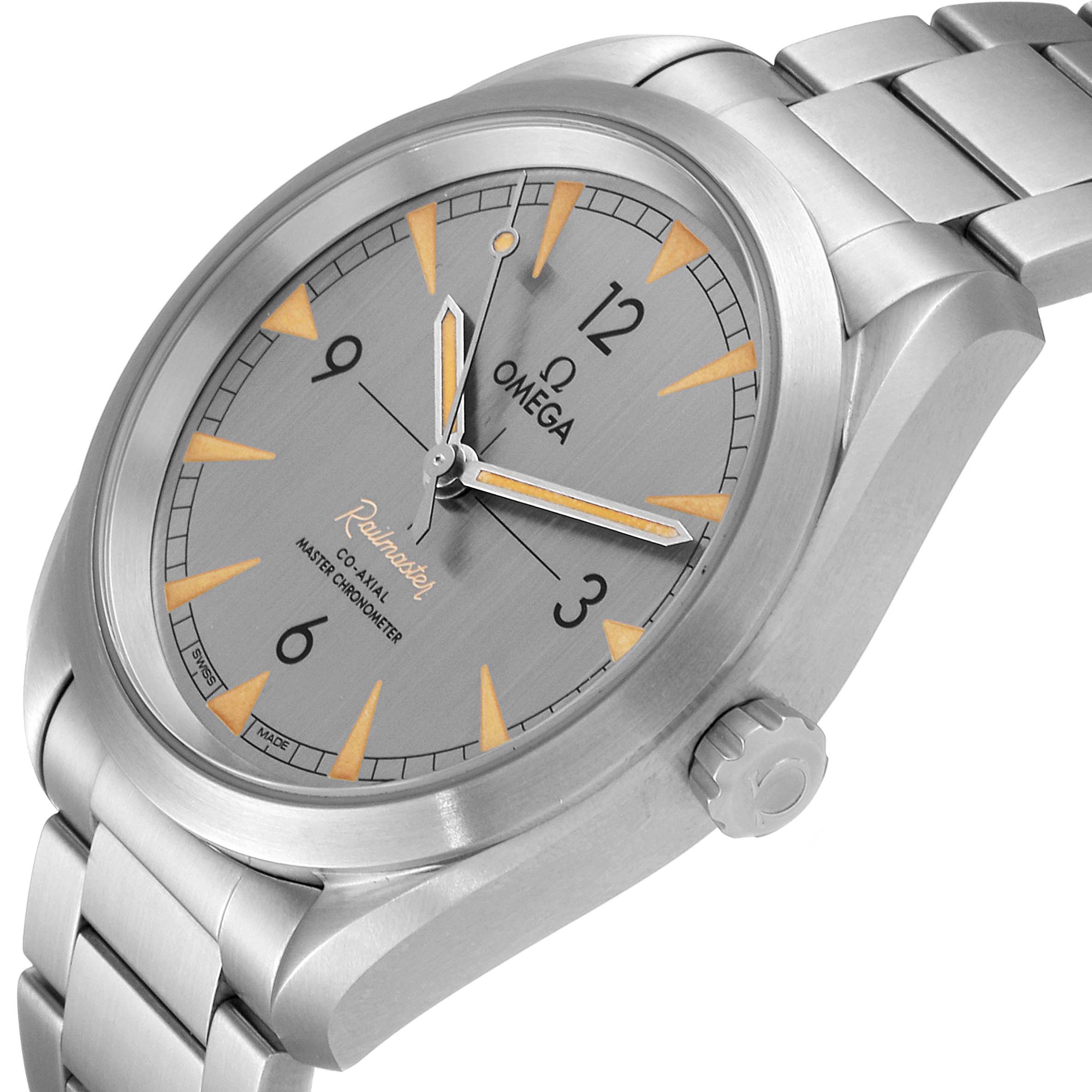 The image shows an Omega Seamaster 220.10.40.20.06.001 Men's Stainless Steel Grey Dial 220.10.40.20.06.001 Men's Stainless Steel Grey Dial watch at a slight angle, highlighting its face, case, and part of the bracelet.