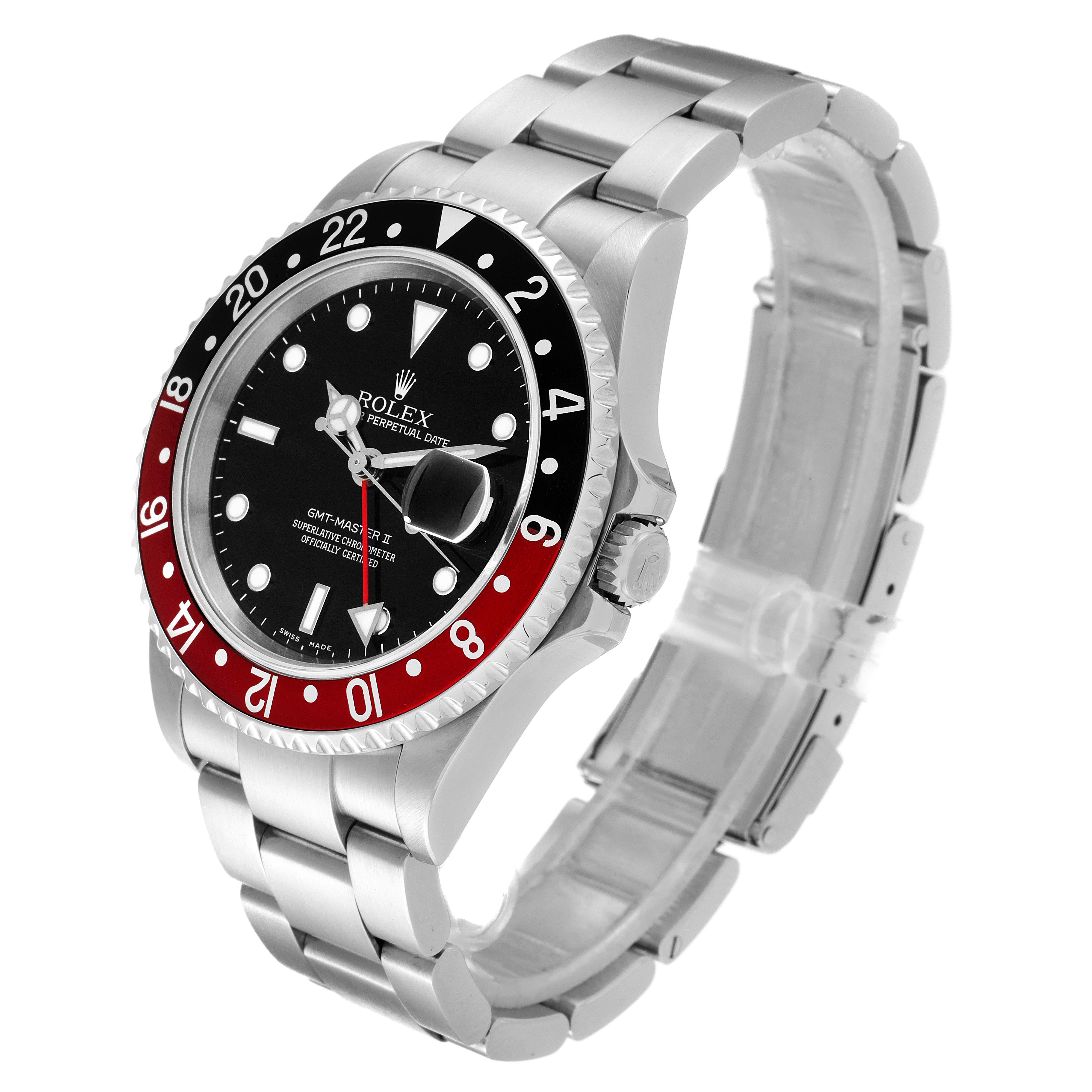 The image shows a Rolex GMT-Master 16710 Men's Stainless Steel Black Dial 16710 Men's Stainless Steel Black Dial watch at a 3/4 angle, highlighting the bezel, dial, crown, and bracelet.