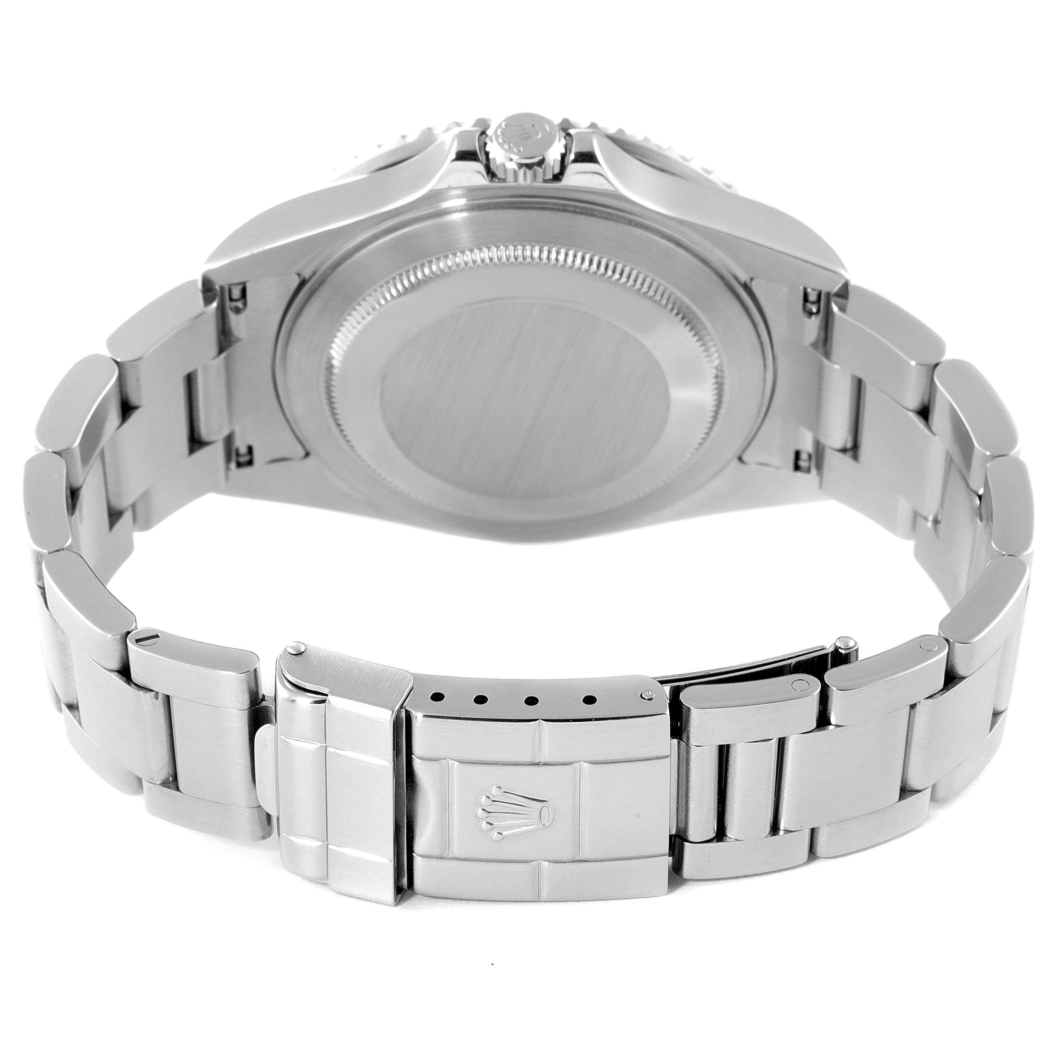 The image shows the back side of the Rolex GMT-Master 16710 Men's Stainless Steel Black Dial 16710 Men's Stainless Steel Black Dial watch, highlighting the case back and bracelet clasp.