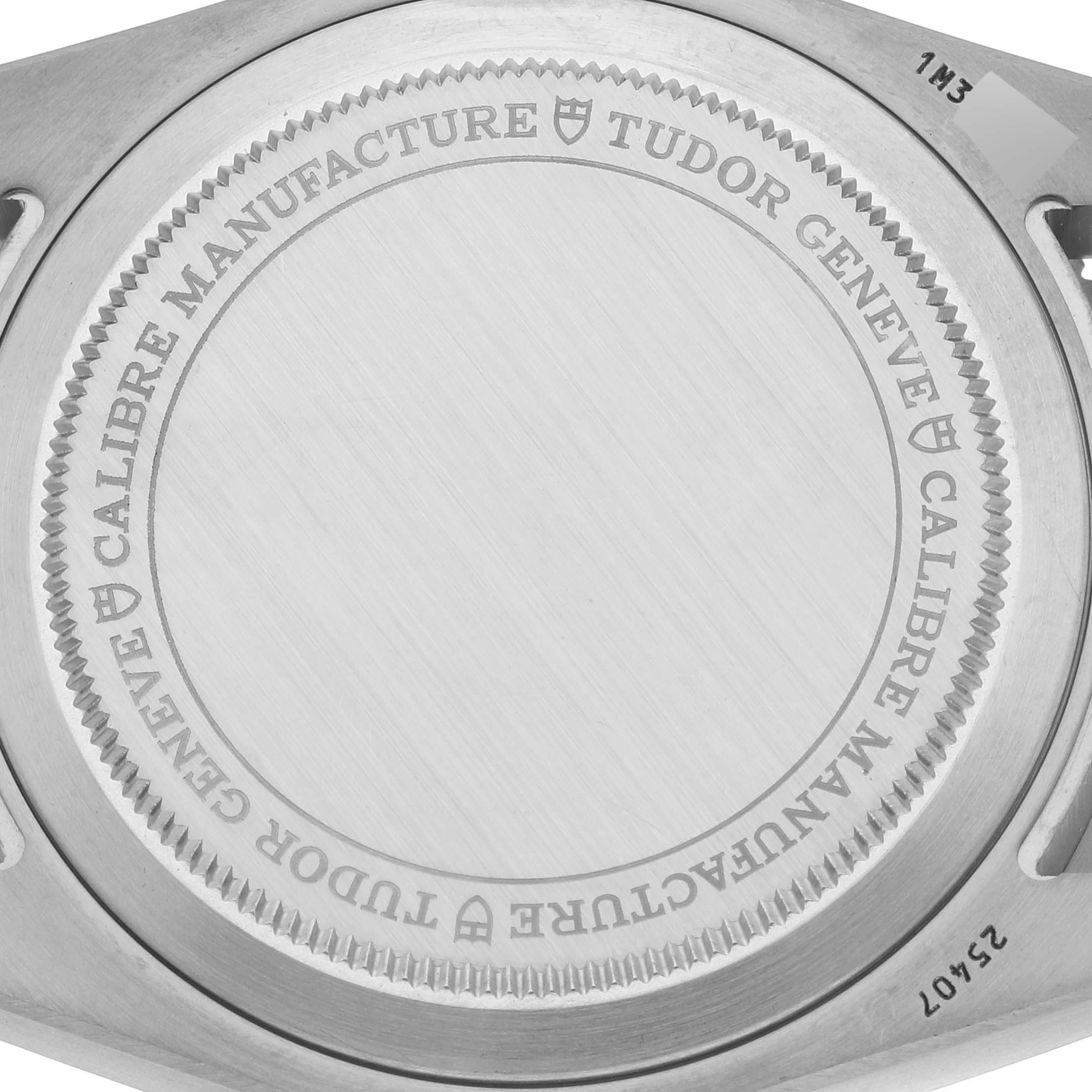 The image shows the back case of the Tudor Pelagos 25407N Men's Titanium Black Dial 25407N Men's Titanium Black Dial watch at a close-up angle.