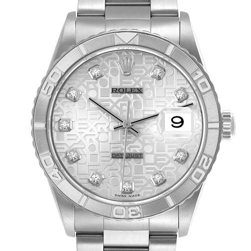 The Rolex Turn-o-Graph 16264 Men's Stainless Steel Silver Dial 16264 Men's Stainless Steel Silver Dial watch is shown from a front angle, displaying the dial, bezel, and part of the bracelet.