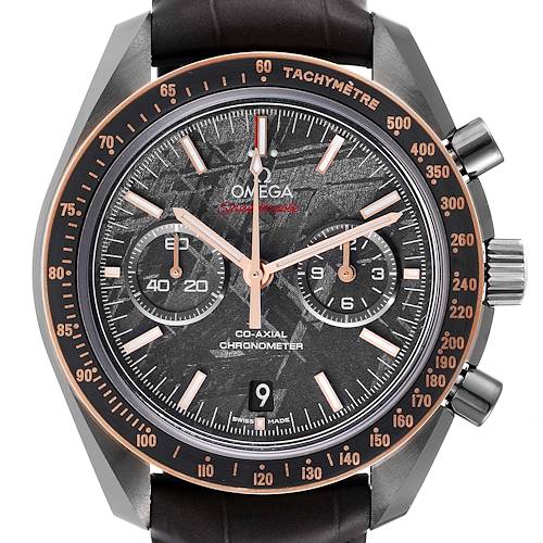 The image shows a front view of the Omega Speedmaster 311.63.44.51.99.001 Men's Ceramic Grey Dial 311.63.44.51.99.001 Men's Ceramic Grey Dial watch, displaying the dial, sub-dials, tachymeter scale, and crown.