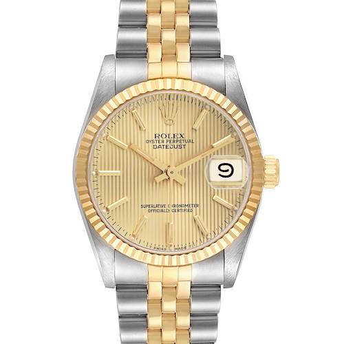 Photo of Rolex Datejust Midsize Steel Yellow Gold Tapestry Dial Ladies Watch 68273