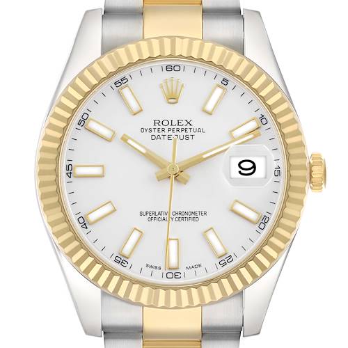 Photo of Rolex Datejust II 41 Yellow Gold White Dial Mens Watch 116333 Box Card