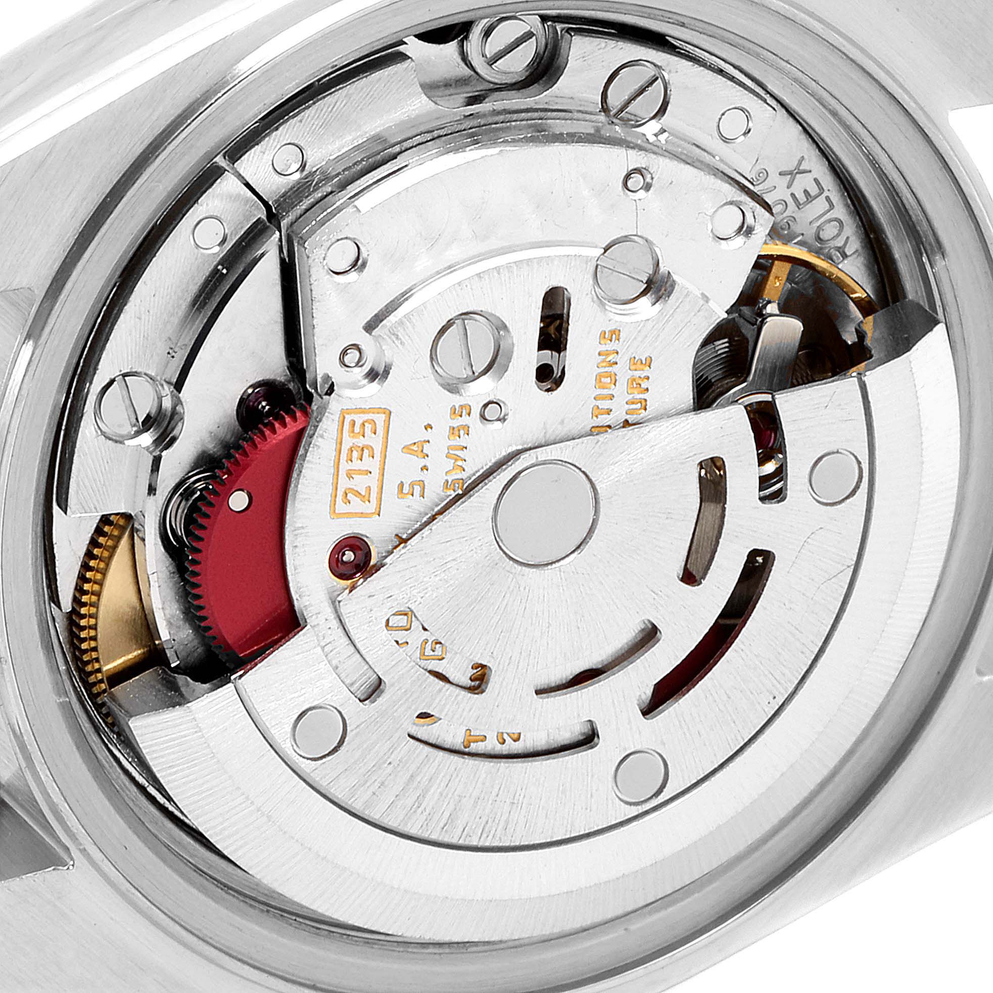 This image shows the movement and inner mechanism of a Rolex Datejust 69173 Women's Steel and Gold (two tone) Black Dial 69173 Women's Steel and Gold (two tone) Black Dial watch.