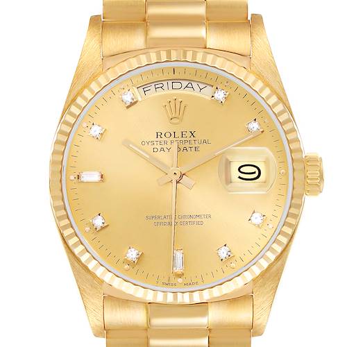 Photo of Rolex President Day-Date Yellow Gold Diamond Dial Mens Watch 18038