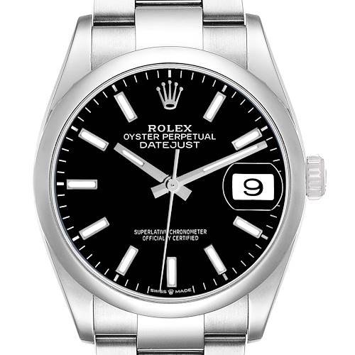 Photo of Rolex Datejust 36 Steel Black Dial Mens Watch 126200 Box Card