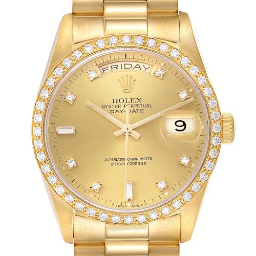 Photo of Rolex President Day-Date 36 Yellow Gold Diamond Mens Watch 18348