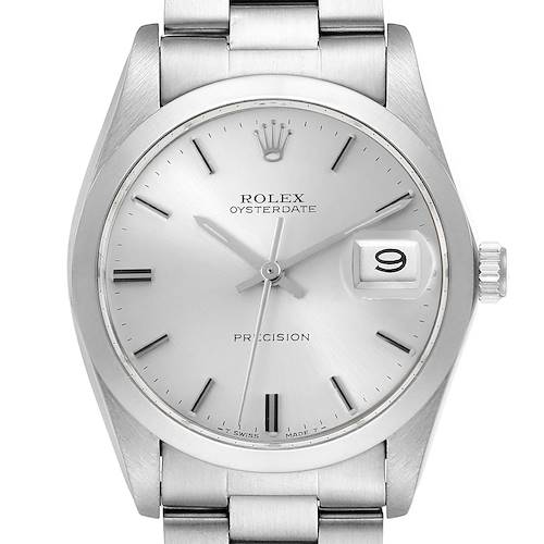 The Rolex Vintage Collection 6694 Men's Stainless Steel Silver Dial 6694 Men's Stainless Steel Silver Dial watch is shown from the front, displaying the dial, hands, date window, and partial bracelet.