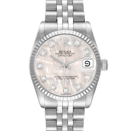 Photo of Rolex Datejust Midsize 31 Steel White Gold MOP Diamond Dial Ladies Watch 68274