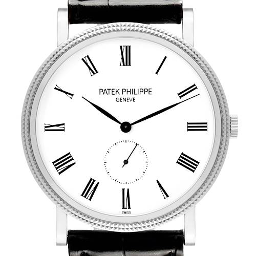 Photo of Patek Philippe Calatrava White Gold Black Strap Mens Watch 5119 5119G