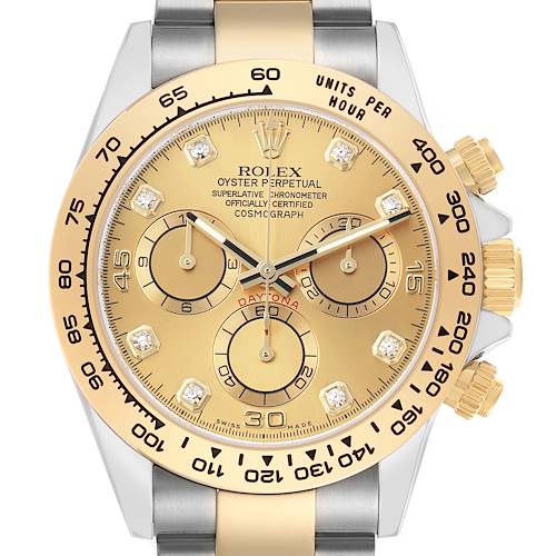 Photo of Rolex Daytona Steel Yellow Gold Champagne Diamond Dial Mens Watch 116503