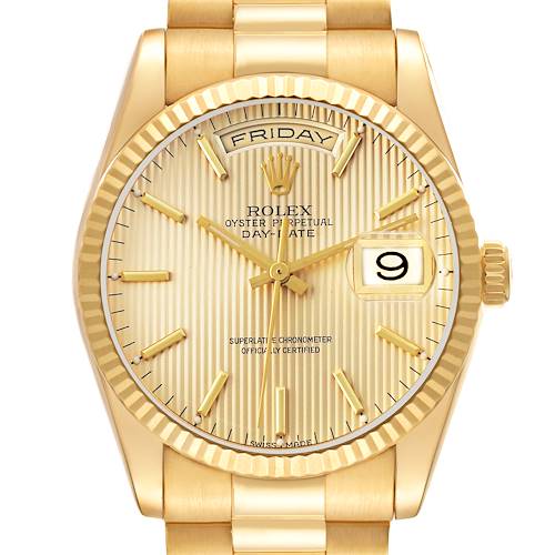Photo of Rolex President Day Date Yellow Gold Tapestry Dial Mens Watch 118238