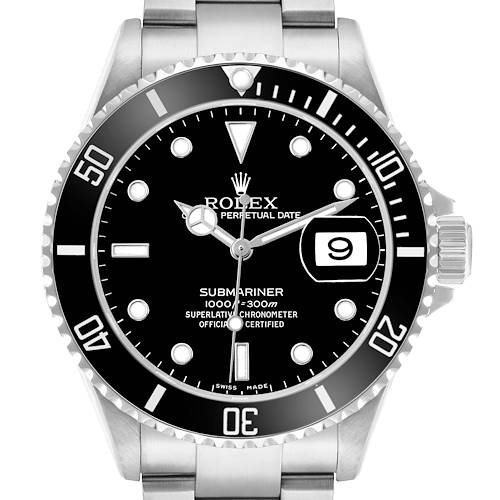 Photo of Rolex Submariner Date Steel Black Bezel Dial Mens Watch 16610 Box Papers