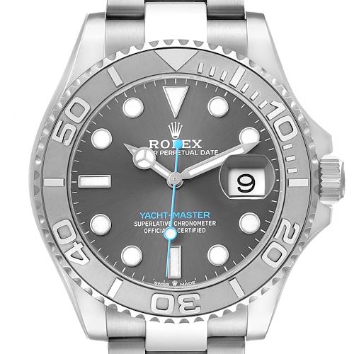 Photo of Rolex Yachtmaster Steel Platinum Bezel Mens Watch 126622 Box Card