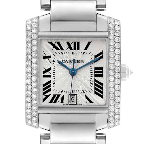 Photo of Cartier Tank Francaise Large White Gold Diamond Mens Watch WE1003S3