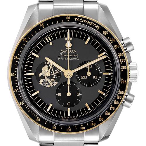 This image shows a close-up, front-facing view of the Omega Speedmaster 310.20.42.50.01.001 Men's Stainless Steel Grey Dial 310.20.42.50.01.001 Men's Stainless Steel Grey Dial Professional watch, displaying its dial and tachymeter bezel.