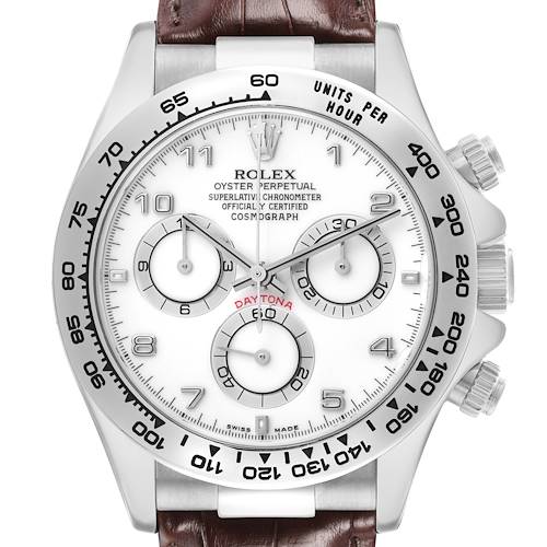 Photo of Rolex Daytona White Gold Brown Strap Mens Watch 116519 Papers