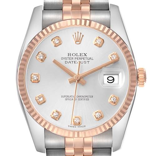 Photo of Rolex Datejust 36 Steel Rose Gold Diamond Mens Watch 116231