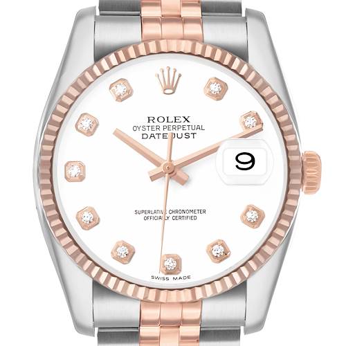 Photo of Rolex Datejust 36 Steel Rose Gold Diamond Mens Watch 116231