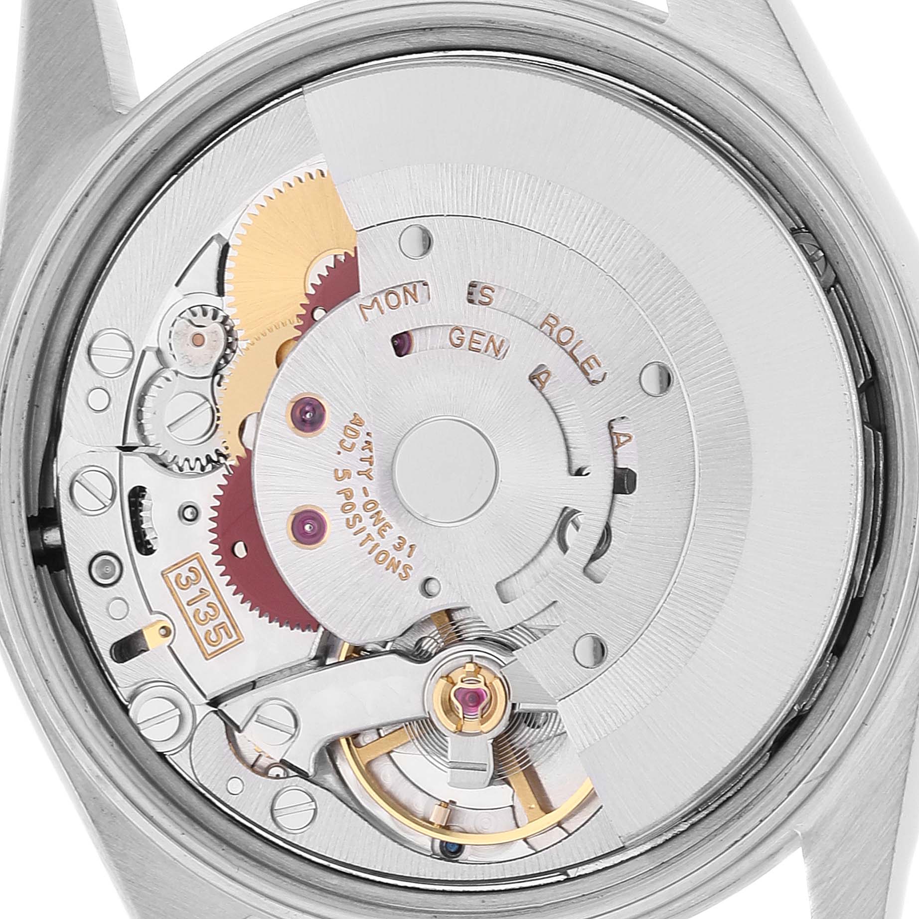 This image shows a close-up of the movement mechanism of a Rolex Date 15200 Men's Stainless Steel Black Dial 15200 Men's Stainless Steel Black Dial model watch.