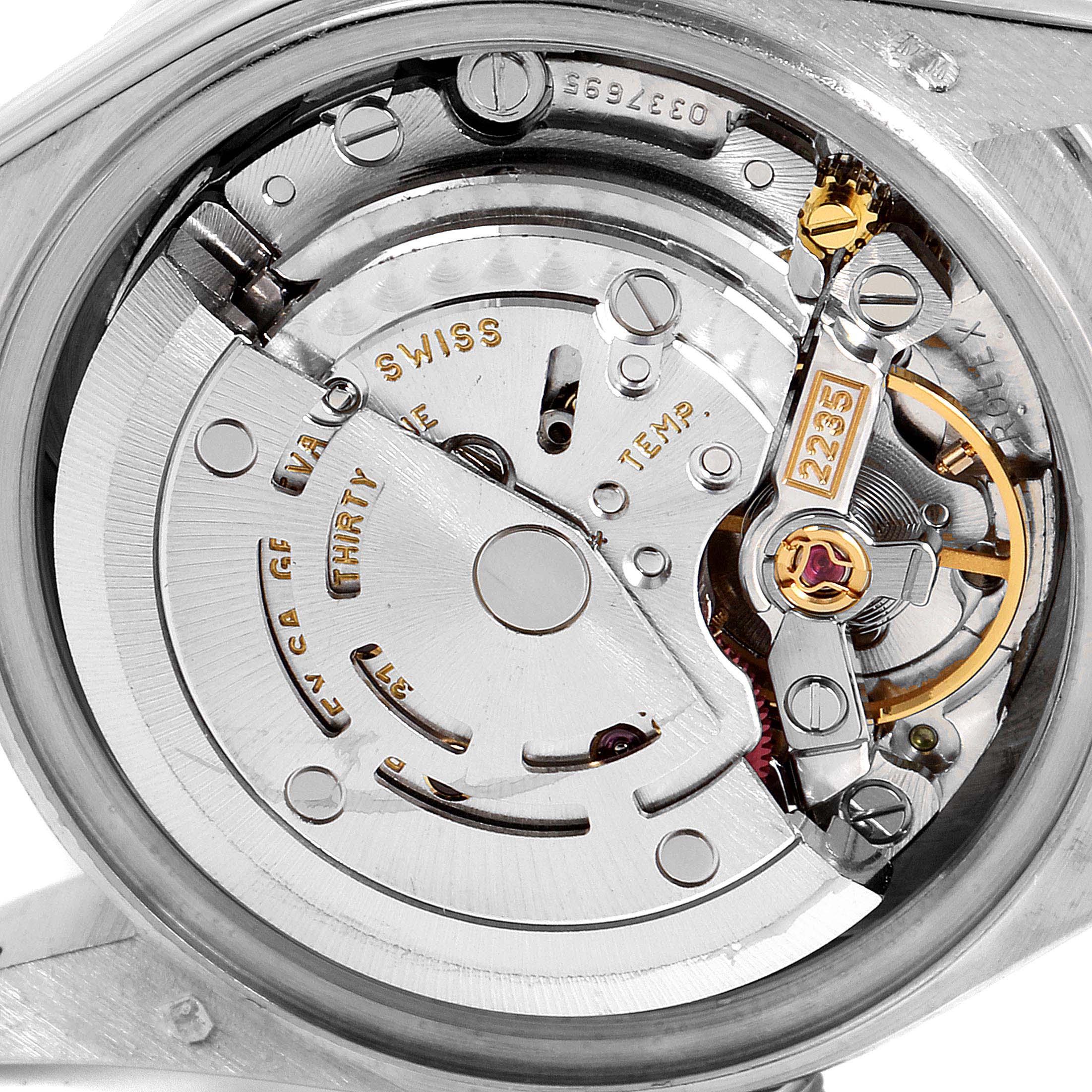 This image shows the internal movement mechanism of the Rolex President 79159 Women's White Gold Champagne Dial 79159 Women's White Gold Champagne Dial model watch.