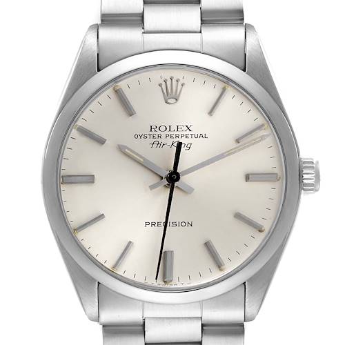 The Rolex Vintage Collection 5500 Men's Stainless Steel Silver Dial 5500 Men's Stainless Steel Silver Dial watch is shown from the front, highlighting the dial, bezel, crown, and bracelet.