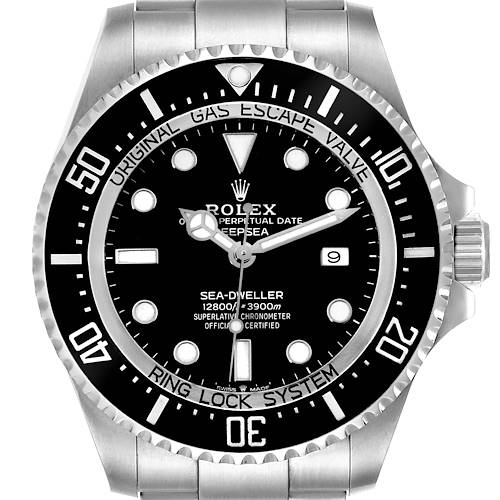 The image shows a front view of the Rolex Sea-Dweller 126660 Men's Stainless Steel Black Dial 126660 Men's Stainless Steel Black Dial watch, displaying the dial, bezel, and partial bracelet.