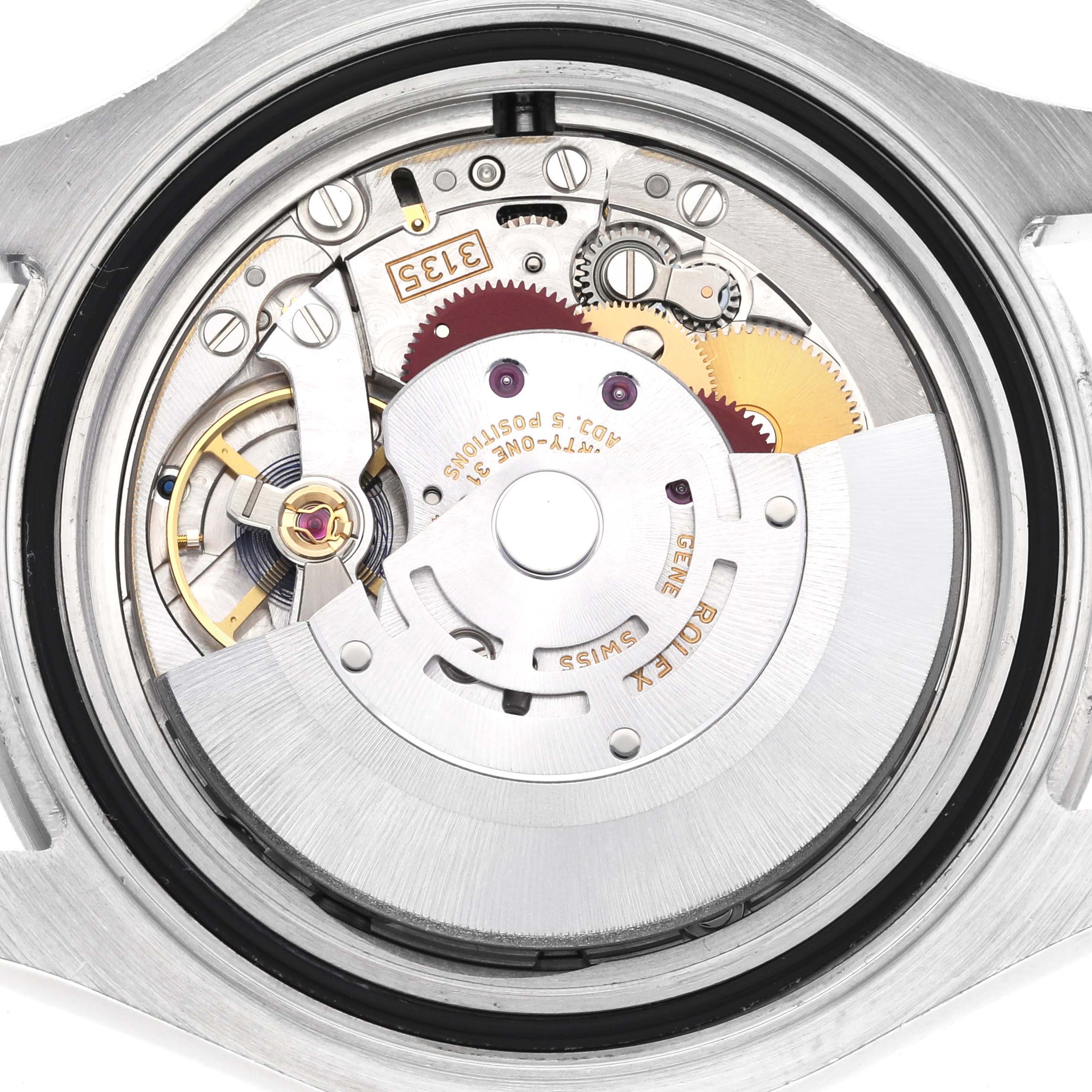 The image shows the internal mechanism and rotor of a Rolex Yacht-Master 116622 Men's Stainless Steel Blue Dial 116622 Men's Stainless Steel Blue Dial, viewed from the back.