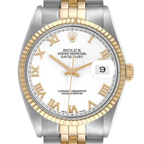 The Vintage Collection model by Rolex is shown from the front, highlighting the dial, bezel, and part of the bracelet.