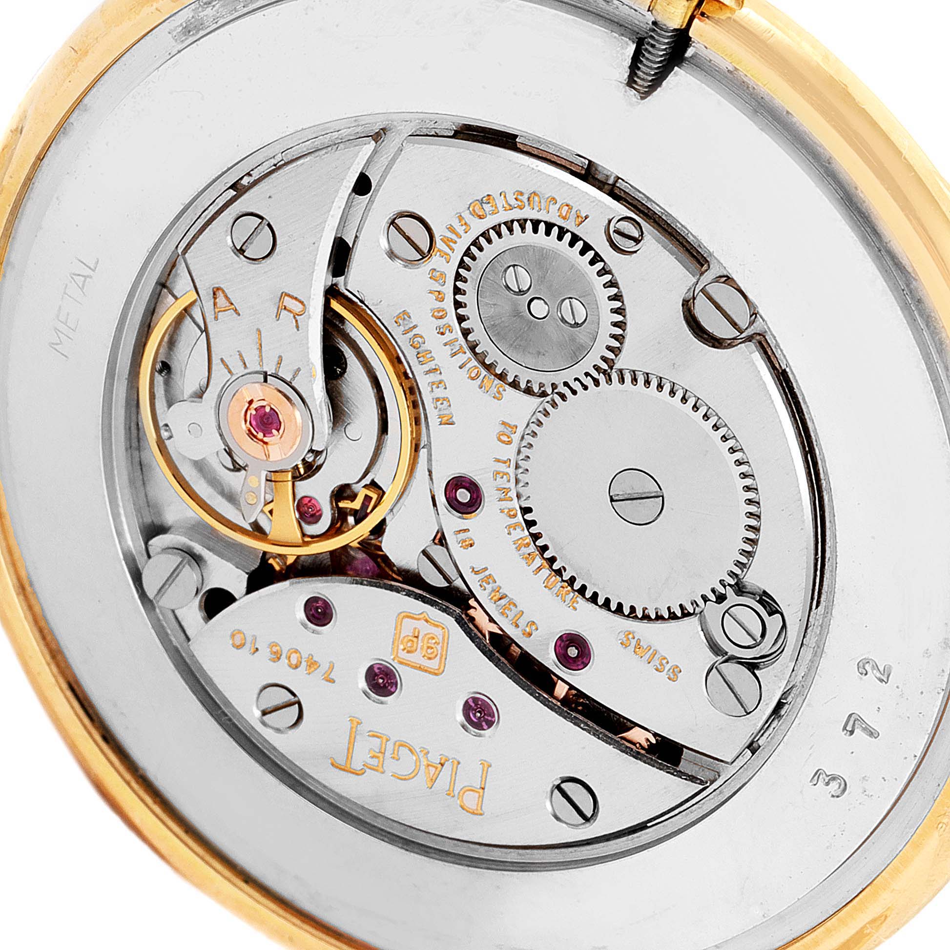 This image shows the internal mechanism and movement of the Piaget 9035 Men's Yellow Gold Green Dial 9035 Men's Yellow Gold Green Dial 9035 Yellow Gold Malachite Stone Dial Vintage Mens Watch.