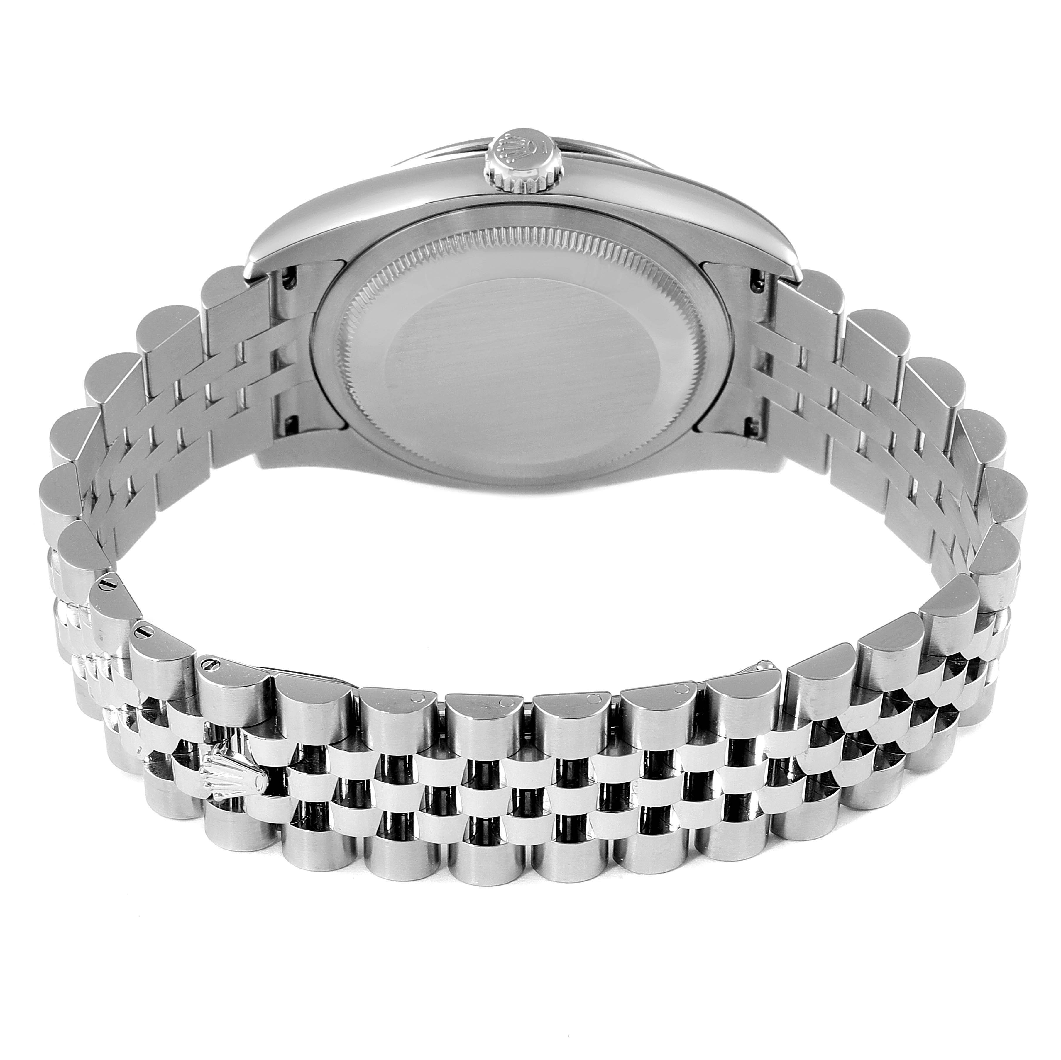 The image shows the back view of the Rolex Turn-o-Graph 116264 Men's Stainless Steel White Dial 116264 Men's Stainless Steel White Dial, highlighting the case back and jubilee bracelet.