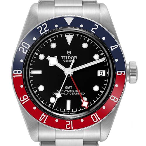 The image shows the front view of the Tudor Heritage Black Bay 79830RB Men's Stainless Steel Black Dial 79830RB Men's Stainless Steel Black Dial watch.