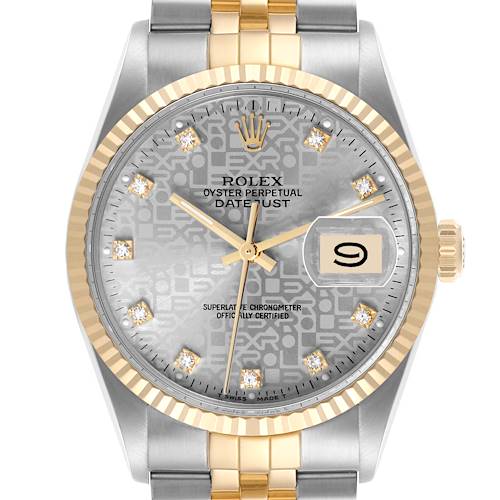 The Vintage Collection by Rolex is shown from the front, highlighting the face with a date window and the two-tone bracelet.
