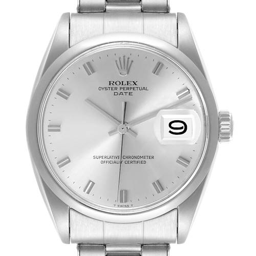 The Rolex Vintage Collection 1500 Men's Stainless Steel Silver Dial 1500 Men's Stainless Steel Silver Dial watch is shown from a front angle, displaying the face, hands, crown, and part of the bracelet.