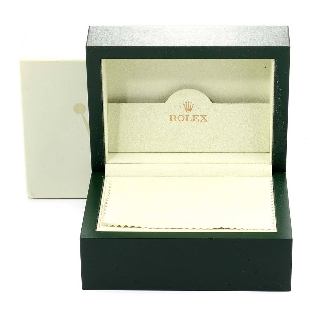 The image shows an open Rolex Cellini 6673 Women's White Gold Silver Dial 6673 Women's White Gold Silver Dial watch box with its interior and cushion visible.