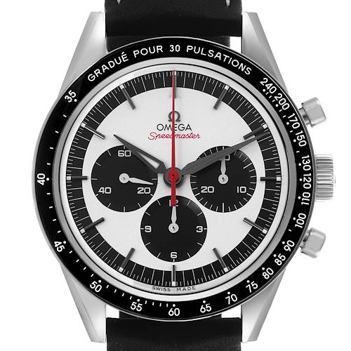 The Omega Speedmaster 311.32.40.30.02.001 Men's Stainless Steel Silver Dial 311.32.40.30.02.001 Men's Stainless Steel Silver Dial watch is shown from the front, featuring its dial, bezel, and chronograph subdials.