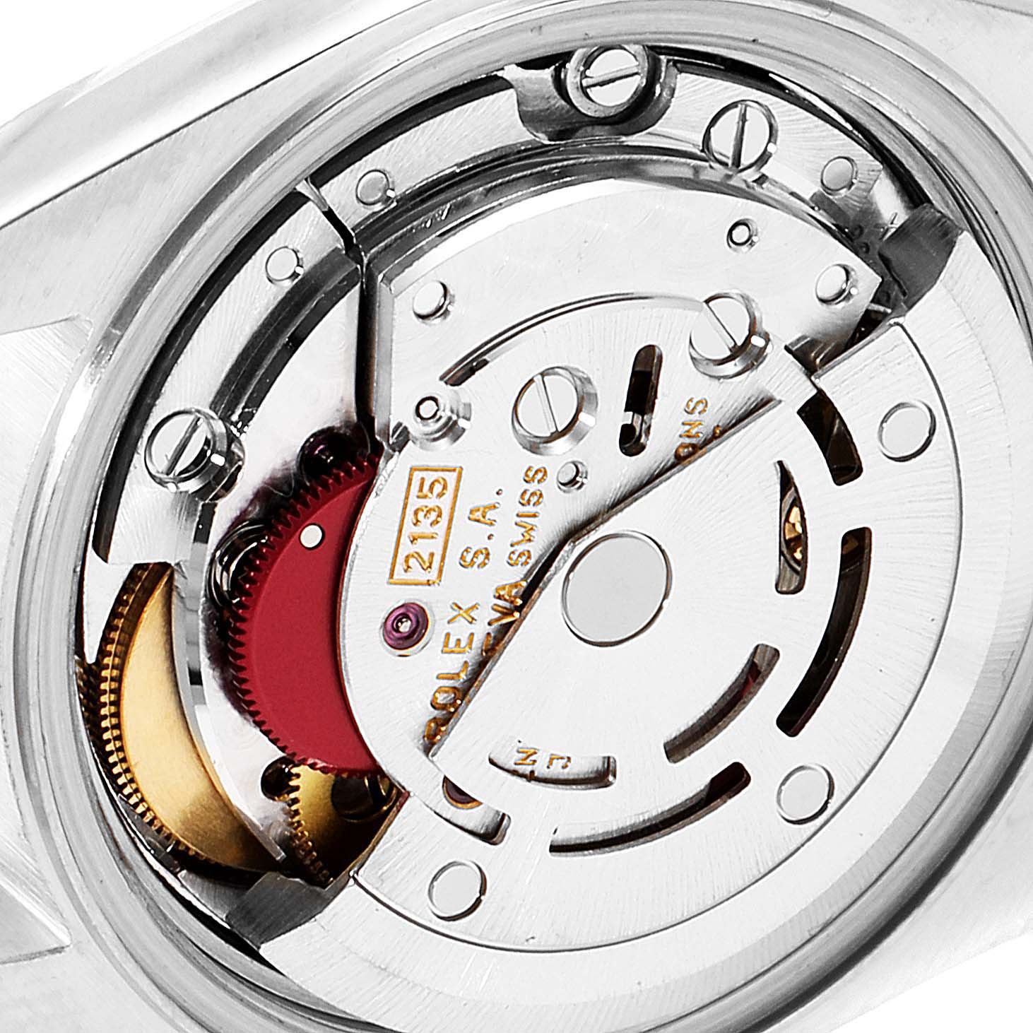 The image shows a close-up view of the movement mechanism inside a Rolex Datejust 69173 Women's Steel and Gold (two tone) Champagne Dial 69173 Women's Steel and Gold (two tone) Champagne Dial watch.