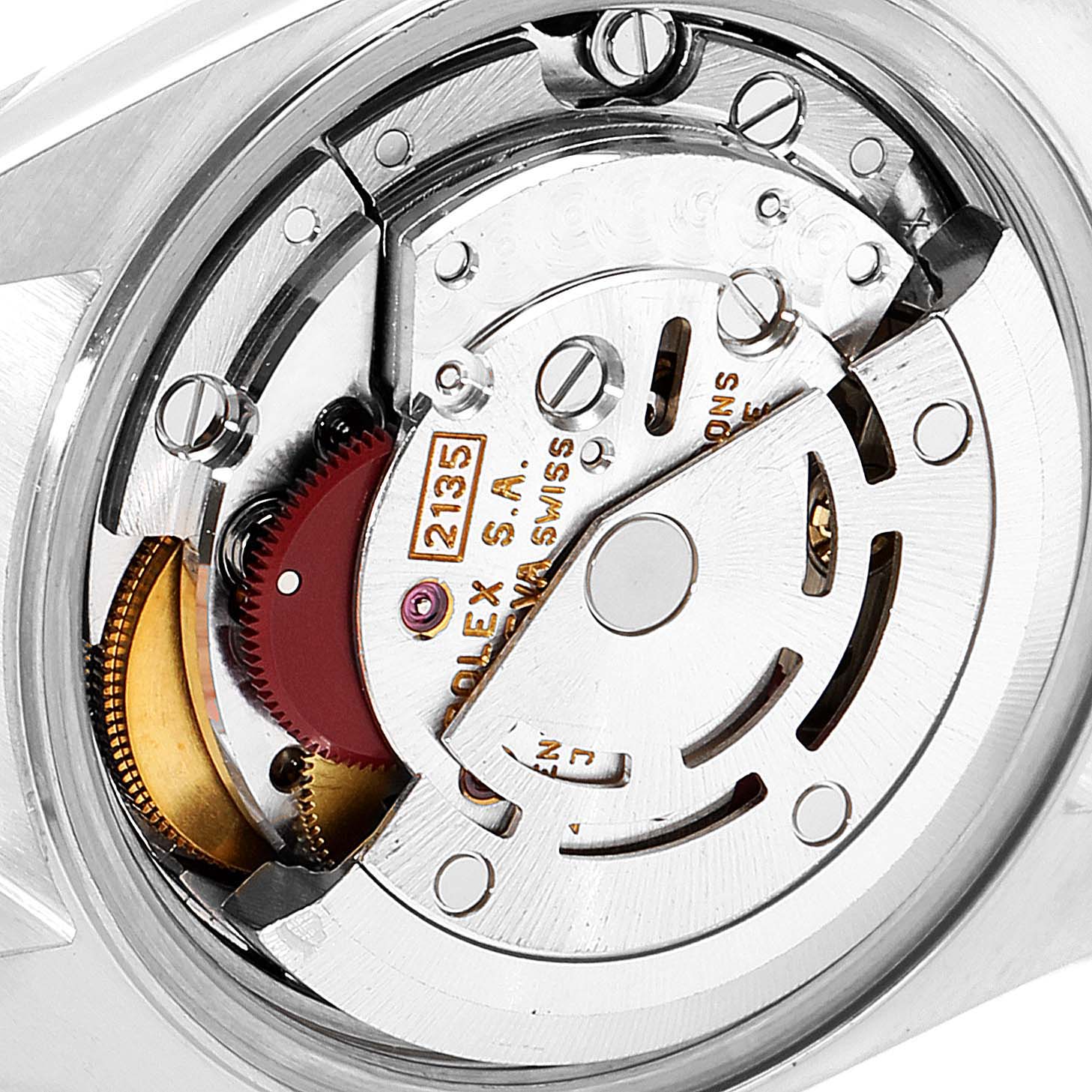 This image shows a detailed view of the movement inside a Rolex Datejust 69173 Women's Steel and Gold (two tone) Champagne Dial 69173 Women's Steel and Gold (two tone) Champagne Dial watch.