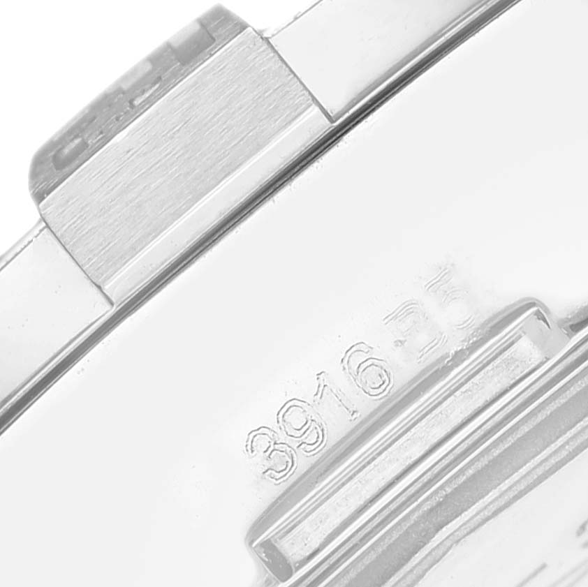 This close-up image shows the side of a Breitling Avenger A3239011/C930 Men's Stainless Steel Mother of Pearl Dial A3239011/C930 Men's Stainless Steel Mother of Pearl Dial watch, highlighting the case and part of the serial number.