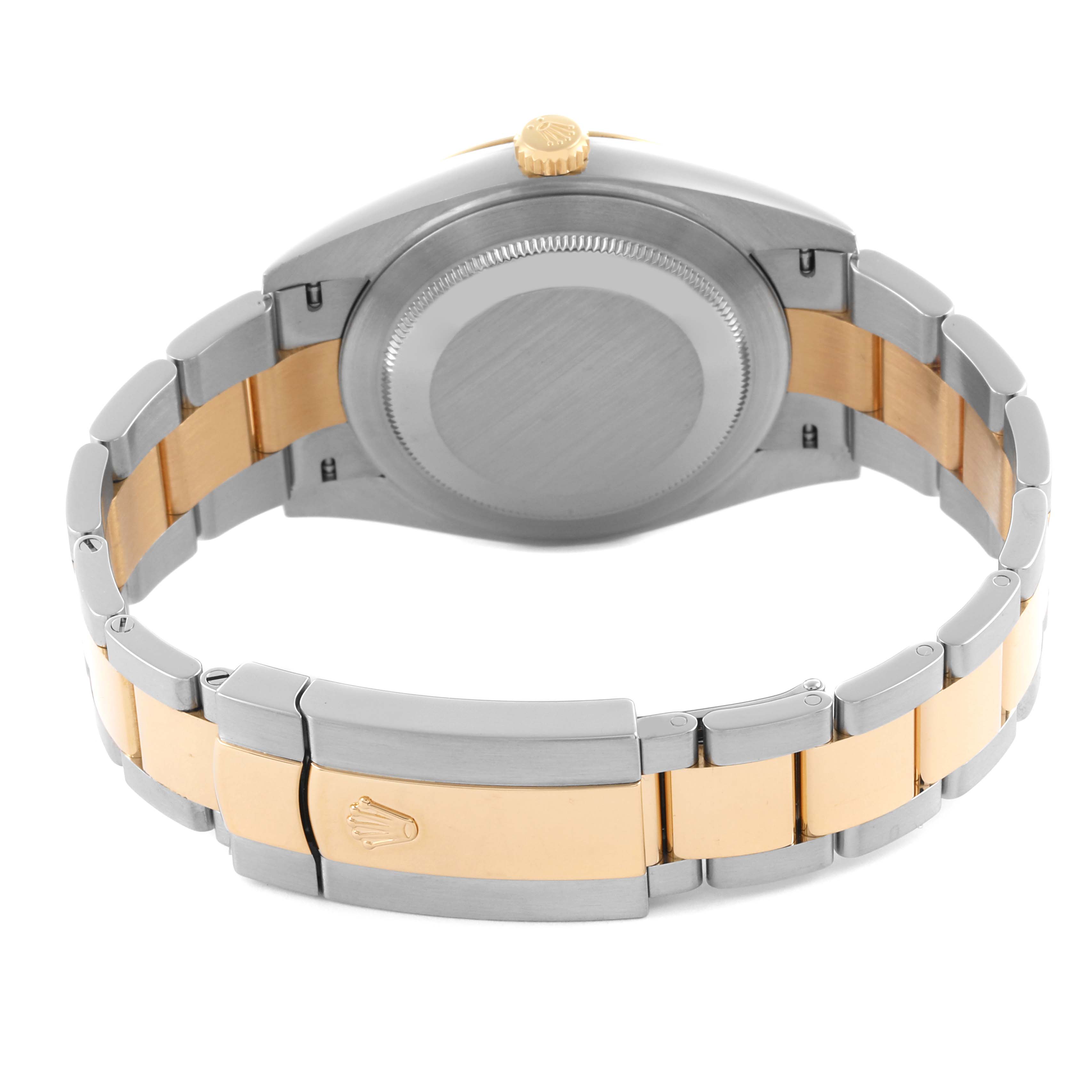 The image shows the back and bracelet of a Rolex Datejust 41 126333 Men's Steel and Gold (two tone) Black Dial 126333 Men's Steel and Gold (two tone) Black Dial, highlighting its two-tone design and clasp.