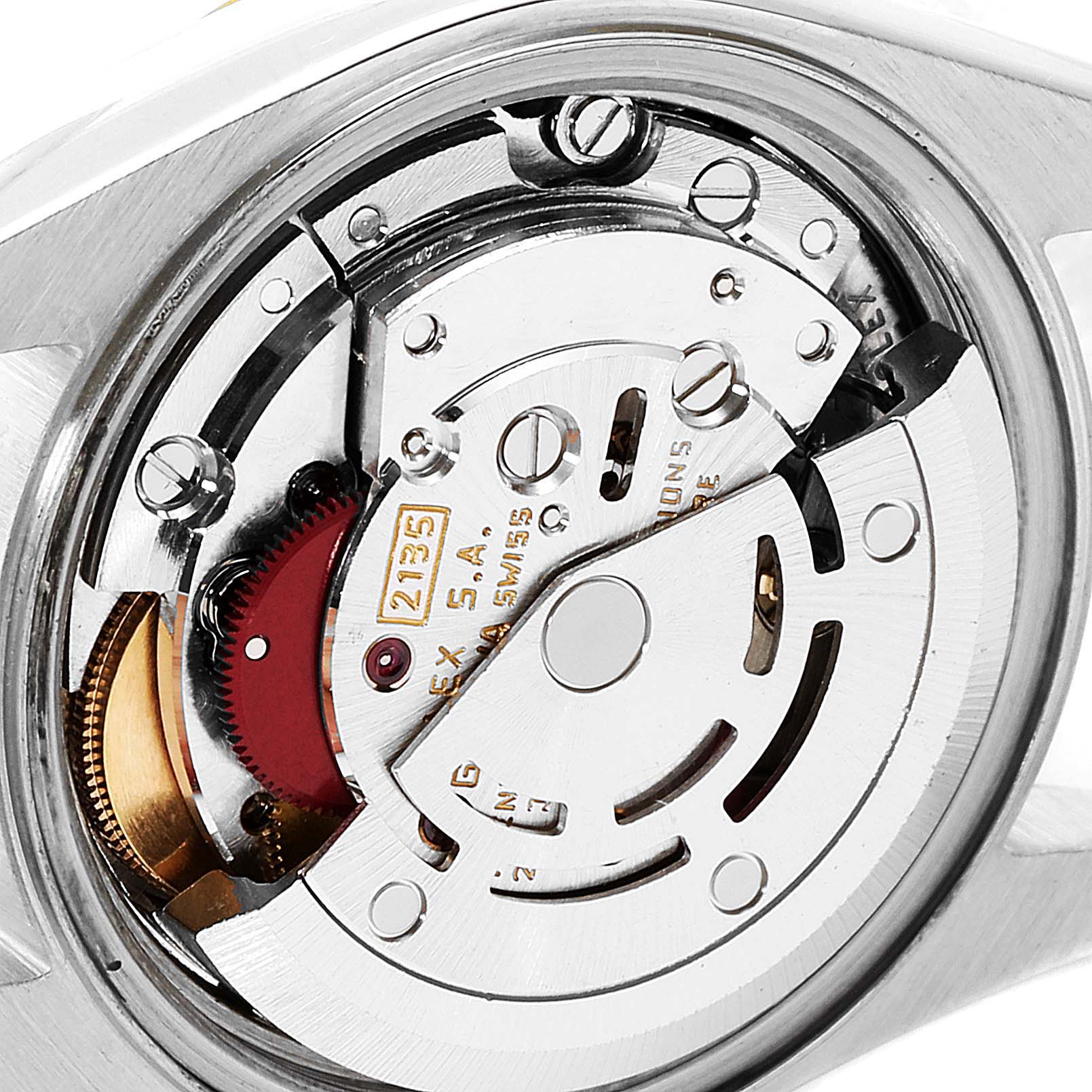 This is a close-up view of the movement components inside a Rolex Datejust 69173 Women's Steel and Gold (two tone) Champagne Dial 69173 Women's Steel and Gold (two tone) Champagne Dial watch.