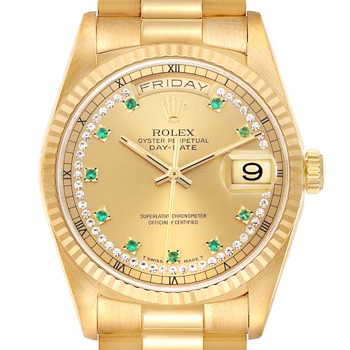 The image shows a front view of a Rolex Datejust, highlighting the dial, bezel, and part of the bracelet.