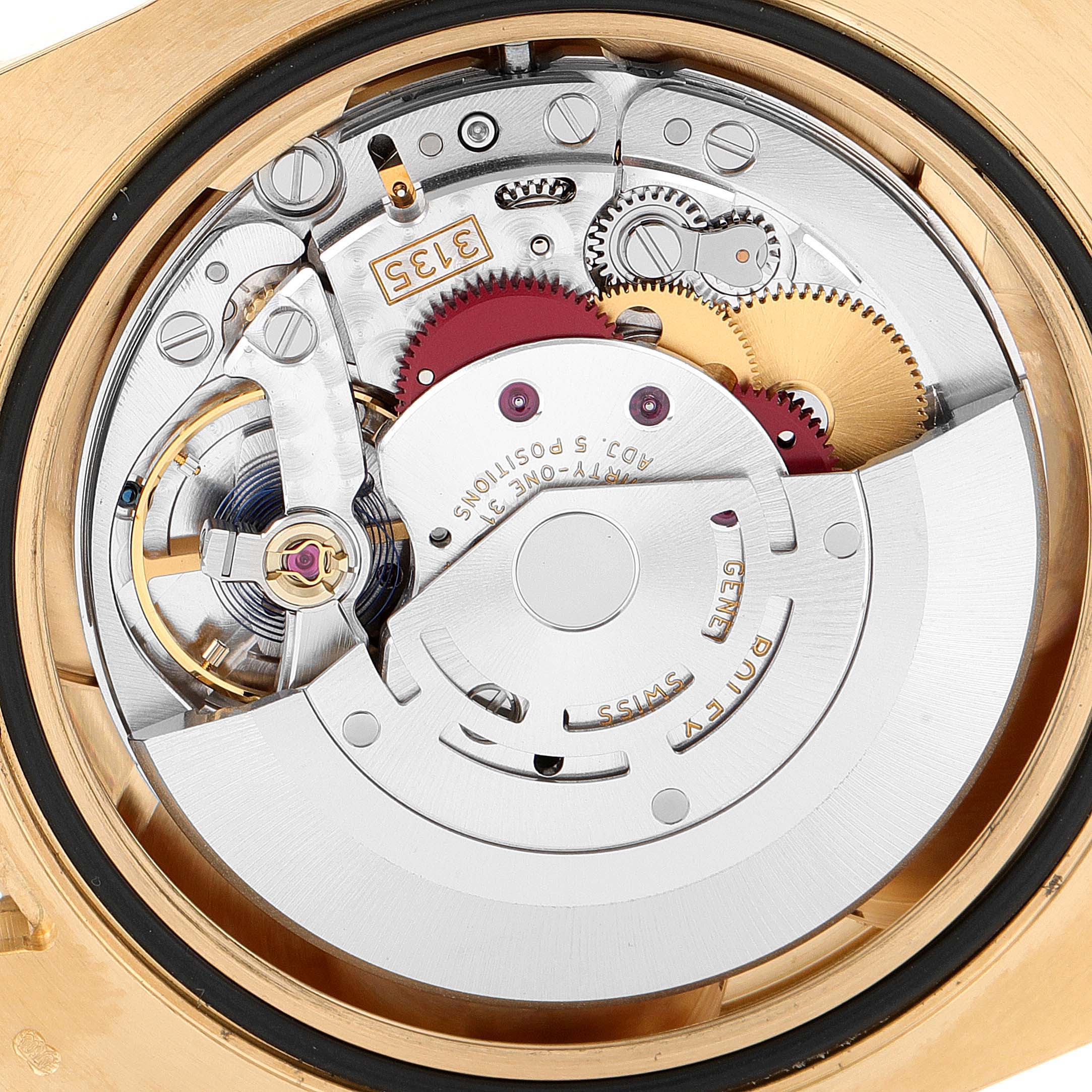 This image shows the internal mechanism and movement of a Rolex Submariner 116618 Men's Yellow Gold Black Dial 116618 Men's Yellow Gold Black Dial watch.