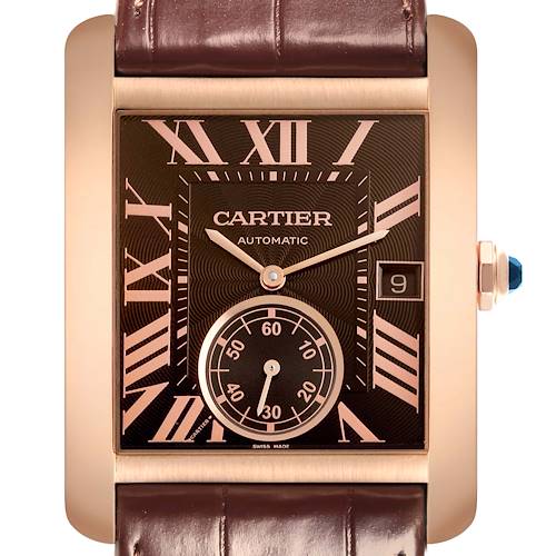 Photo of Cartier Tank MC Rose Gold Brown Dial Brown Strap Mens Watch W5330002